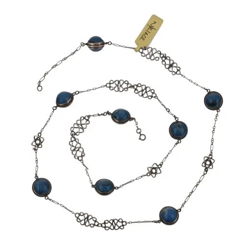 A silver and simulated lapis lazuli Arts and Crafts style ne...