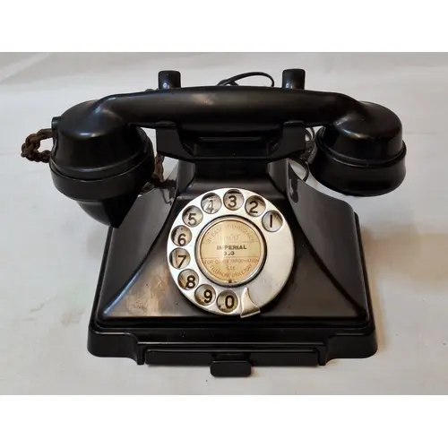 Classic Black Telephone with chrome dial, pull out drawer to...