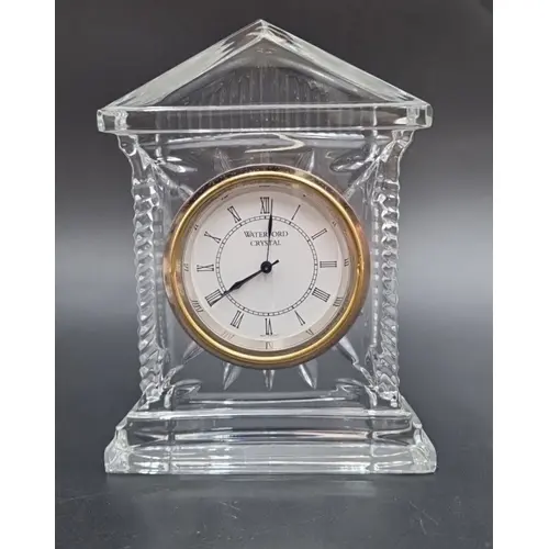Waterford Crystal Cut-Glass Mantel Clock H:15.5cm