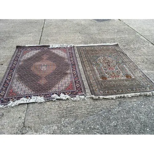 Two Arabic rugs, one wool weave 2m x 1.5m , one wool/ silk p...