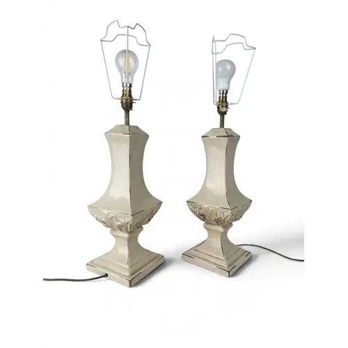 A PAIR OF CHINESE STYLE CERAMIC TABLE LAMPS 70cm H with fitt...