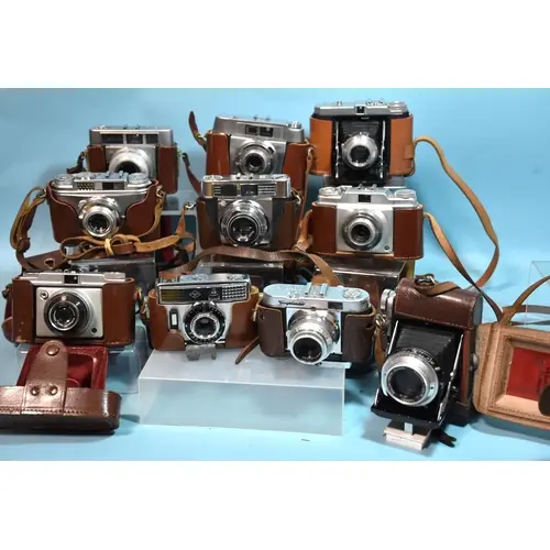 Ten cameras by Voightländer, Agfa, Balda, Zeiss Ikon, D...