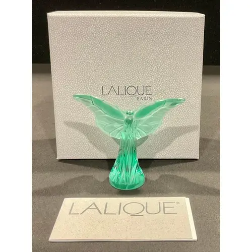 A Lalique green frosted glass model, of a Butterfly, signed,...