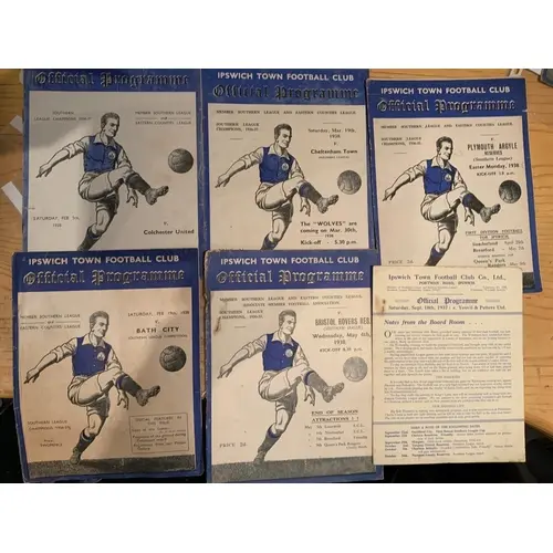 37/38 Ipswich Town Home Football Programmes: Friendlies v Su...