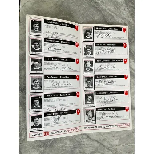 1968 Manchester United European Cup Winners Signed Menu: 30 ...