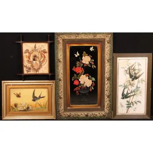 A Victorian pteridomania picture, arranged with fern specime...