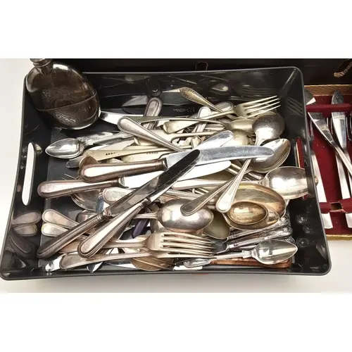 QUANTITY OF SILVER PLATE, CUTLERY ETC, to include a broken A...