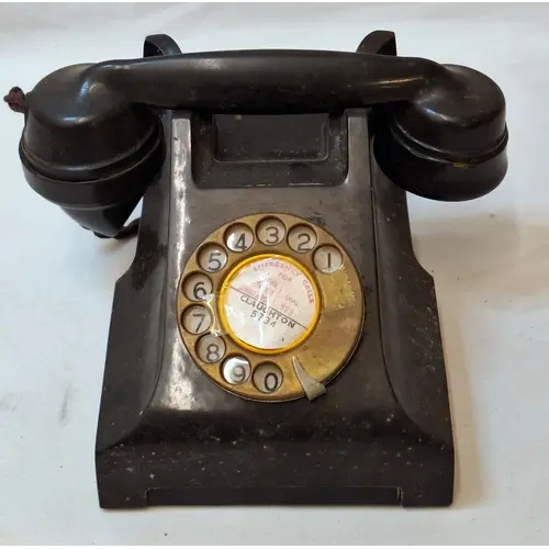 Vintage Early Plastic Black Dial Telephone