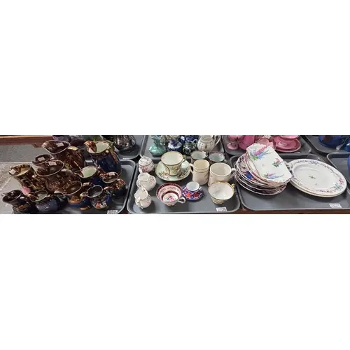 Six trays of assorted ceramics and glass, to include opaline...