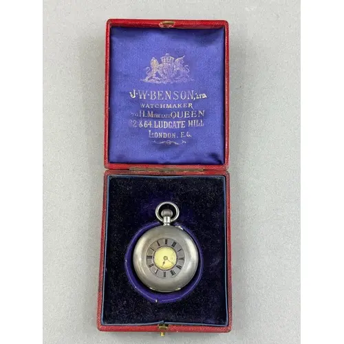 Watches: a Swiss silver cased half hunter pocket watch, the ...