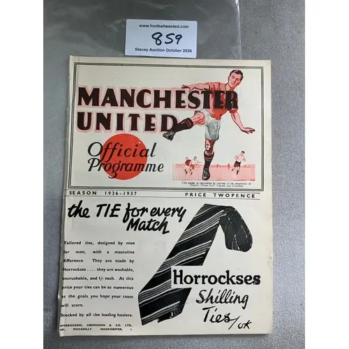 1936 - 1937 Manchester United v Grimsby Town Football Progra...