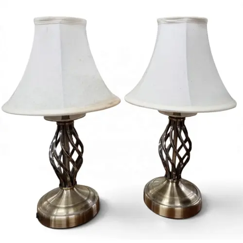 A pair of 20th Century Metal Lamps along with a taller lamp....