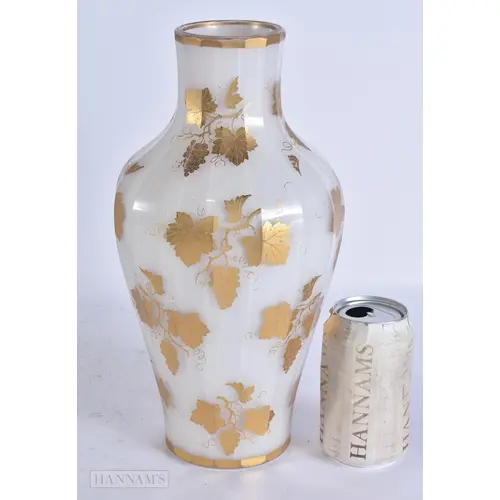 A FINE 19TH CENTURY FRENCH GILDED OPALINE GLASS VASE possibl...