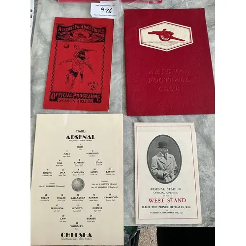 Arsenal 1932 West Stand Opening Football Memorabilia: Progra...