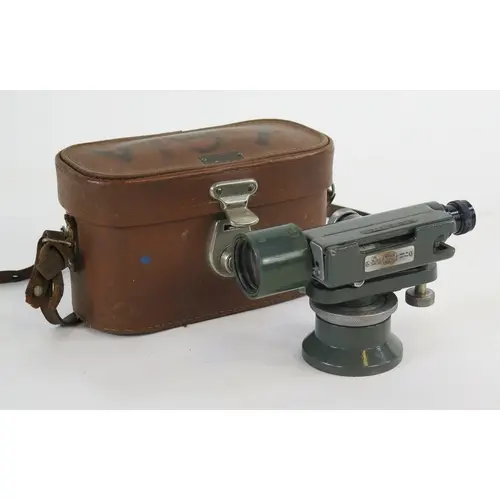 A Hilger & Watts level, contained in a stitched leather case...