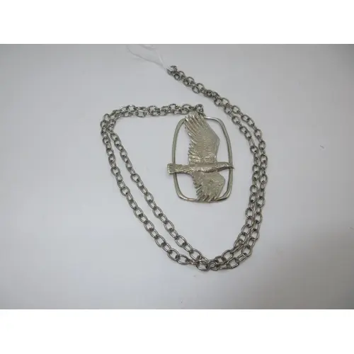 Magnus Maximus Silver Bird Pendant with a White Metal Chain