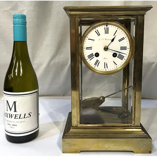 A large 4 GLASS CLOCK, brass case with 8 day movement by JAP...