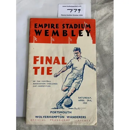 1939 FA Cup Final Football Programme: Portsmouth v Wolves in...