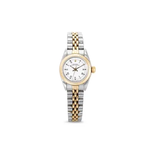 A LADY'S ROLEX OYSTER PERPETUAL BI-METAL WRIST WATCH, white ...