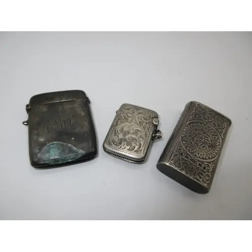 Victorian Silver Vesta Case, Birmingham 1874 and 2 Other Sil...
