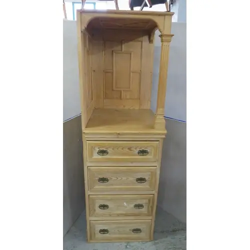 Vintage Pine Combination Unit with open top display stand, d...
