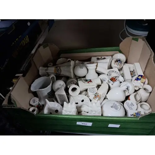 A BOX OF VINTAGE CRESTED WARE from makers such as W H Goss, ...