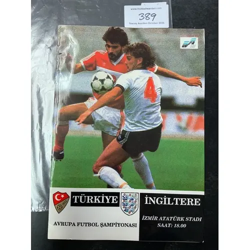 1991 Turkey v England Football Programme: Excellent conditio...