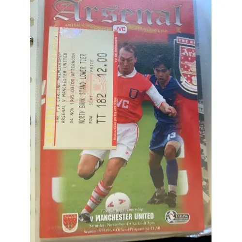 95/96 Arsenal Home Football Programmes Tickets + Reserves: 2...