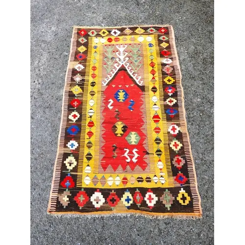 Turkish vintage Kilim hand knotted rug with Tree of Life and...