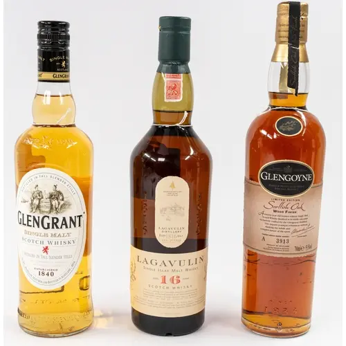 Whisky: Three bottles of single malt Scotch whisky, includin...