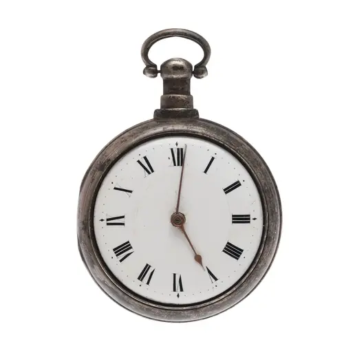 AN EARLY 19TH CENTURY SILVER PAIR CASED POCKET WATCH. the wh...