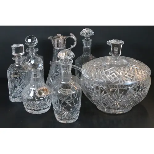 Collection of antique and later glassware, to comprise silve...