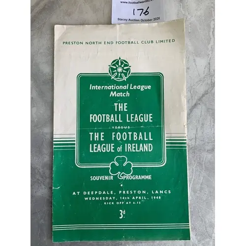 1948 Football League v Ireland League Football Programme: Fa...