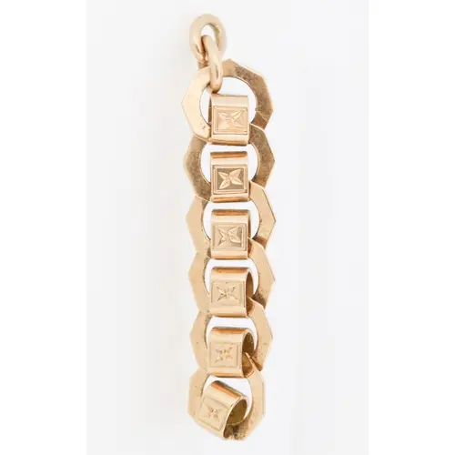 14 Carat Rose Gold Watch Chain Pendant, Geometric Design wit...
