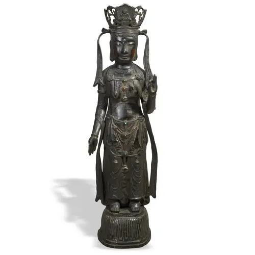 A RARE BRONZE FIGURE OF GUANYIN, GWAN-EUM KOREAN, 18TH CENTU...