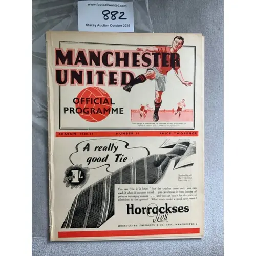 1938 - 1939 Manchester United v Leicester City Football Prog...