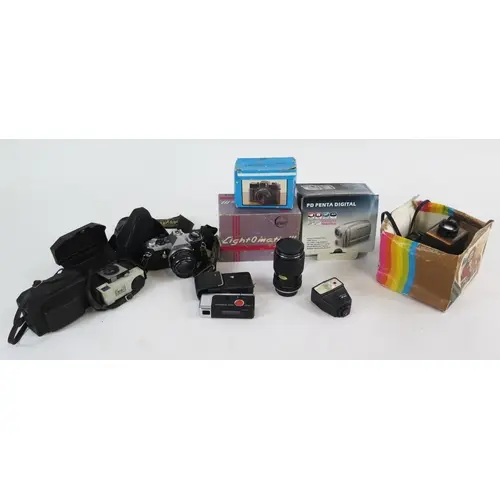Vintage Camera Job Lot including Pentax, Kodak, etc.