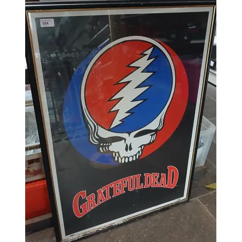 A Grateful Dead poster, framed, 94cm x 69cm.