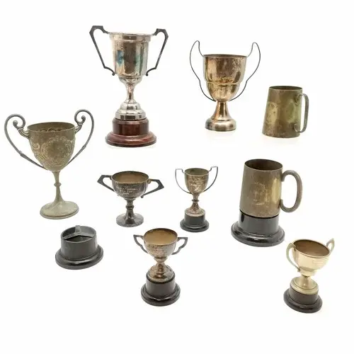 Qty of silver plated trophies / awards inc G J M Longden (In...
