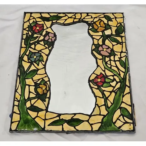 Freestanding Mirror with floral stained glass effect approx....