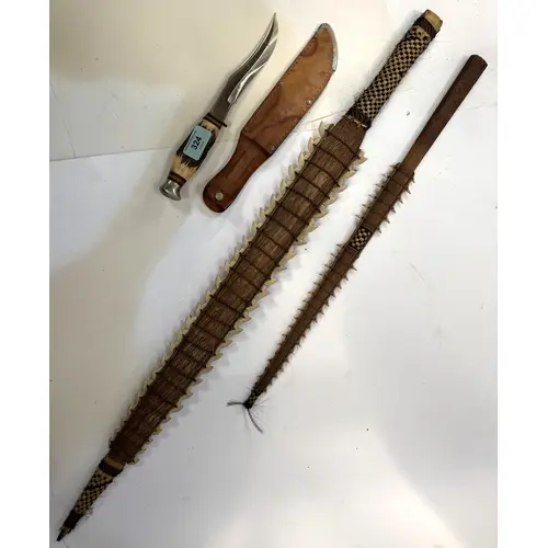 A vintage German hunting knife Hirschkrone Solingen with lea...