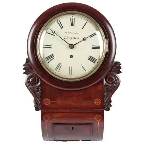 A George III mahogany fusee drop dial wall timepiece, with p...