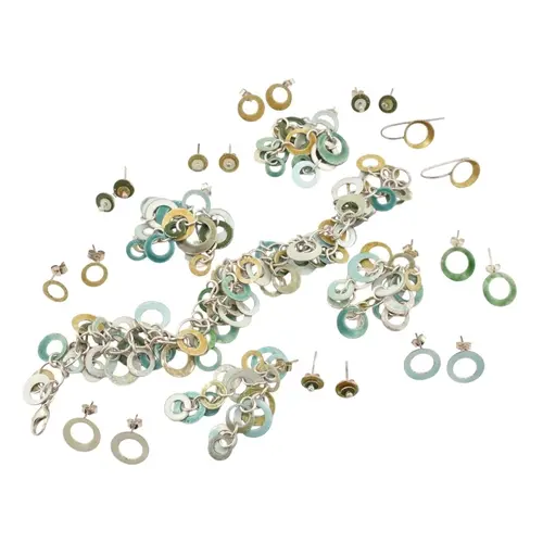 Fiona Cameron - Silver enamel Circle necklace and earrings 2...