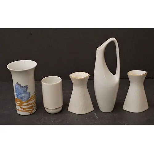 Vintage Rosenthal Ceramics incl. 3 vases & pair small candle...