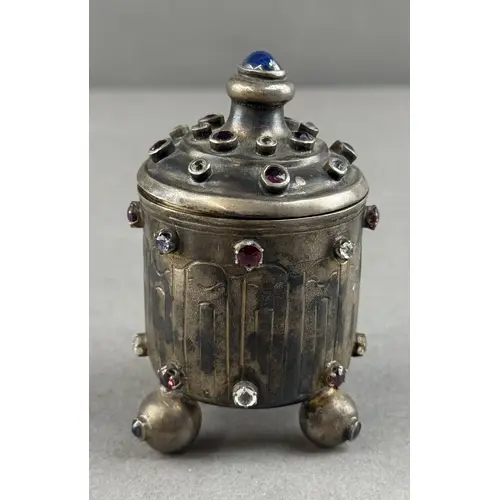 Silver: a Russian novelty lidded pot with gilt interior, the...