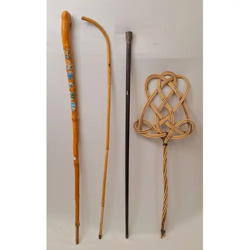 Ebonised White Metal Topped Indian Cane with historic repair...