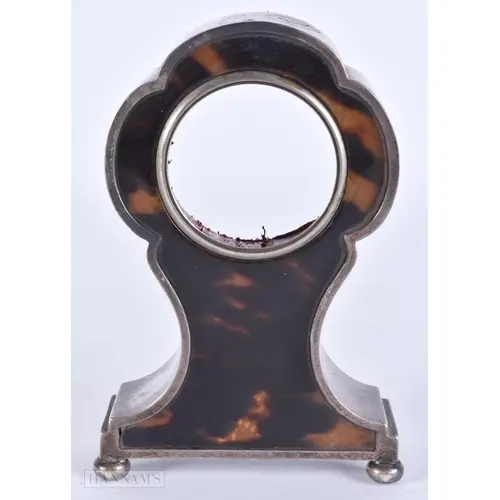 AN ANTIQUE SILVER AND TORTOISESHELL POCKET WATCH HOLDER. 12 ...