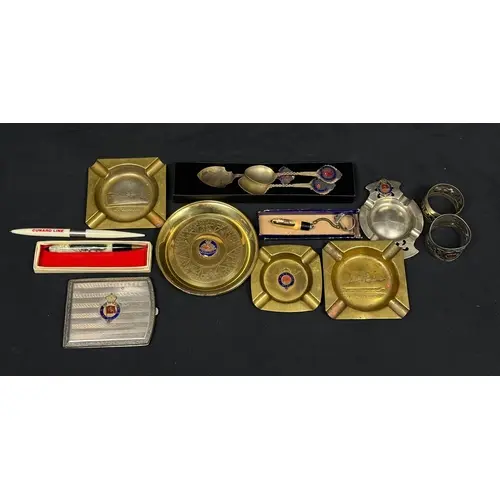Ocean Liner: Ocean Liner: White metal and enamel souvenir i...