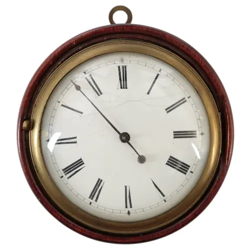 A George III mahogany sedan wall clock, convex four inch ena...