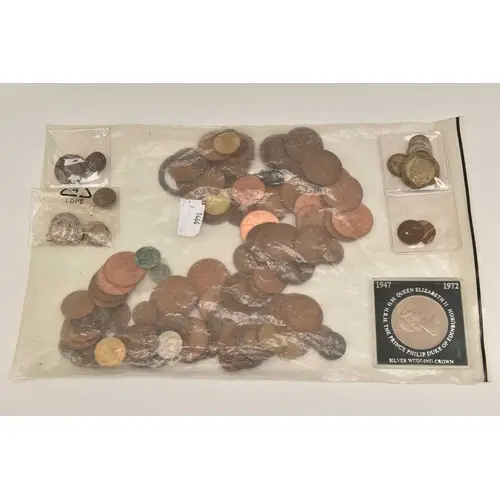 Coins. A nice James 1 silver sixpence and a silver penny hol...